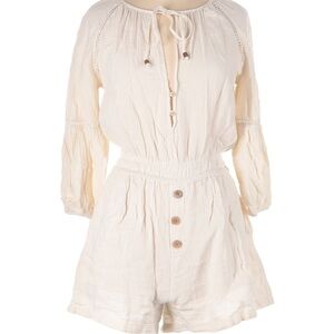 NEW Zara Cream V-Neck Long Sleeve Romper